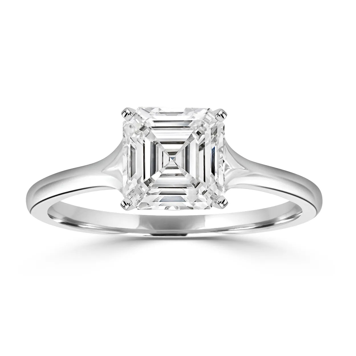 Asscher-White Gold|Asscher|14K White Gold|18K White Gold|Platinum